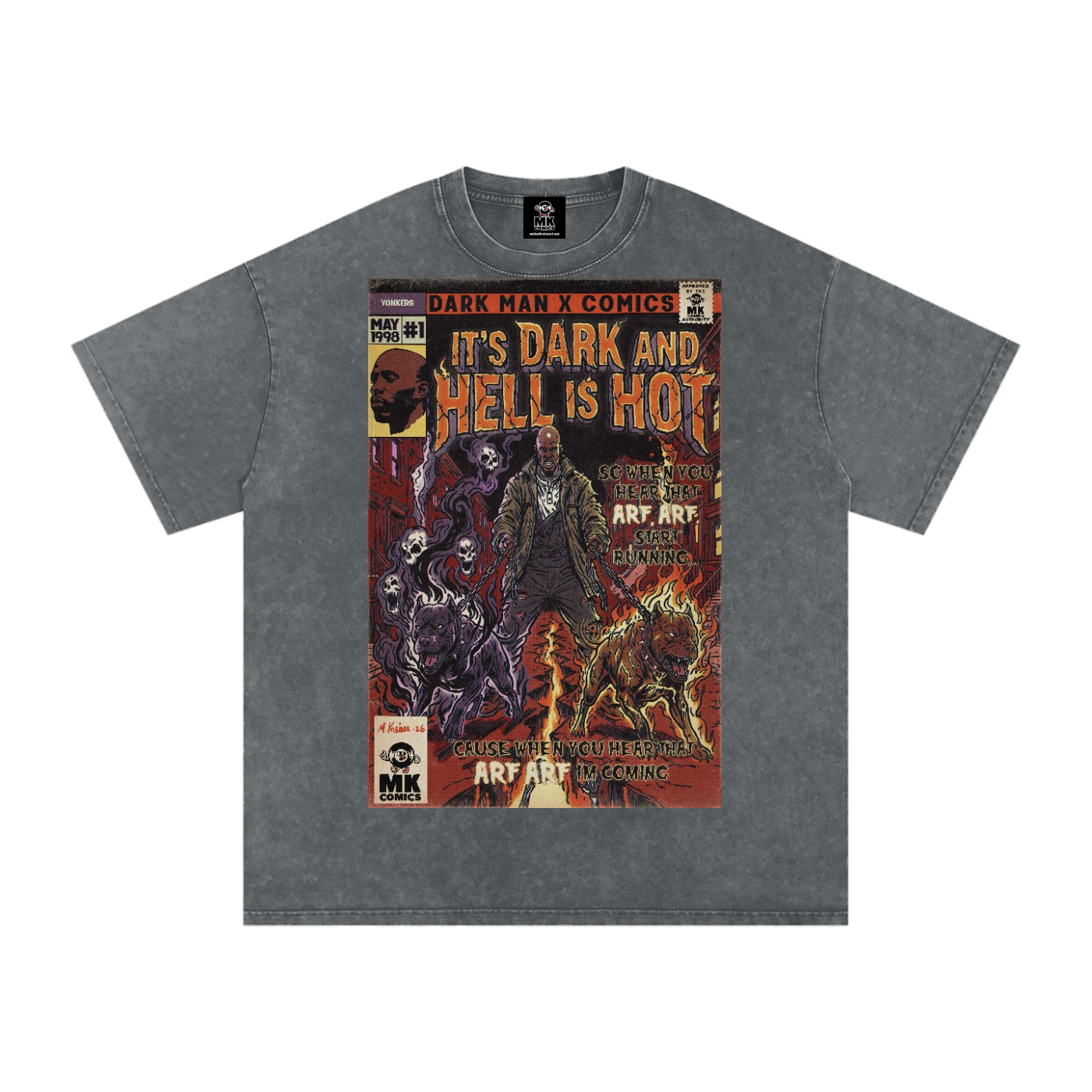 It's Dark & Hell is Hot - Snow Washed Oversized Cotton T-Shirt