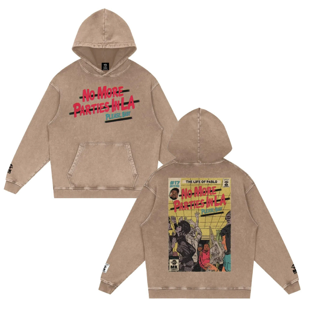 No More Parties in L.A - Snow Washed Loose Cotton Hoodie
