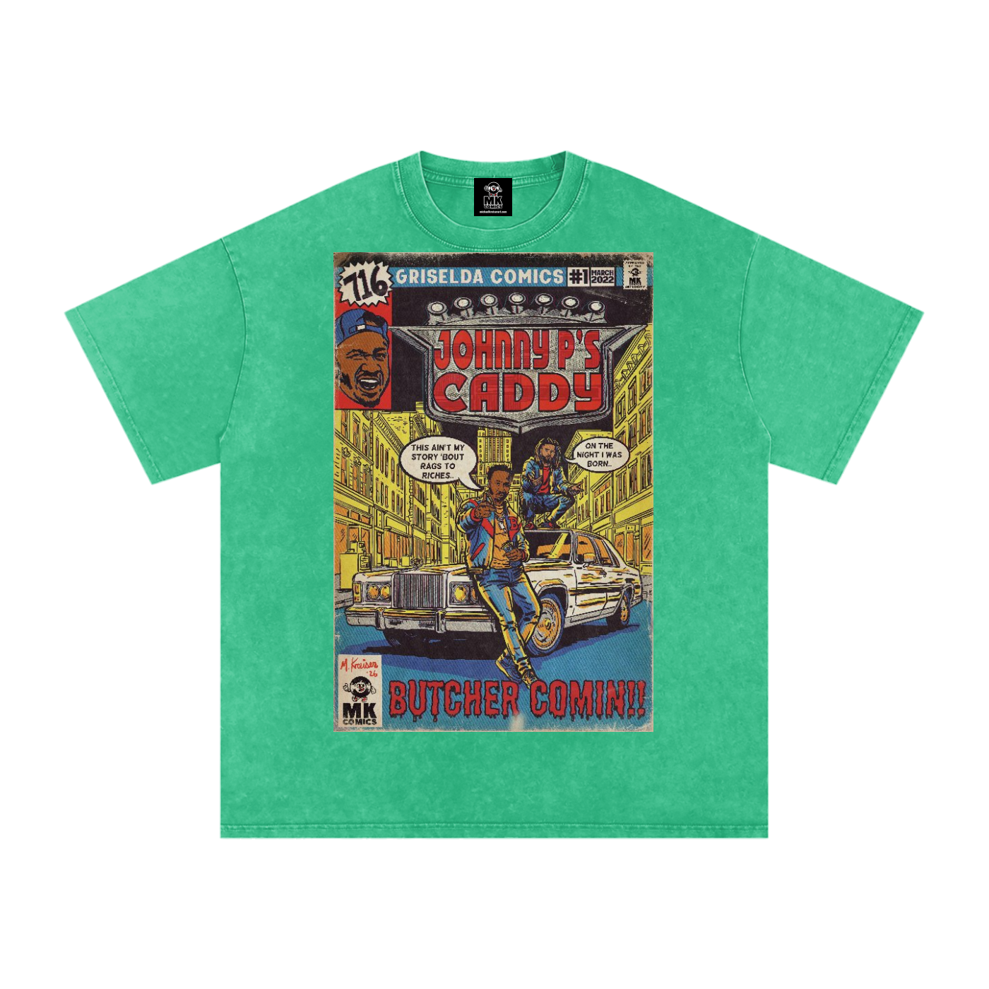 Johnny P's Caddy - Snow Washed Oversized Cotton T-Shirt