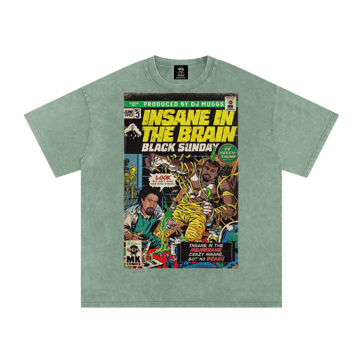 Insane in the Brain - Snow Washed Oversized Cotton T-Shirt