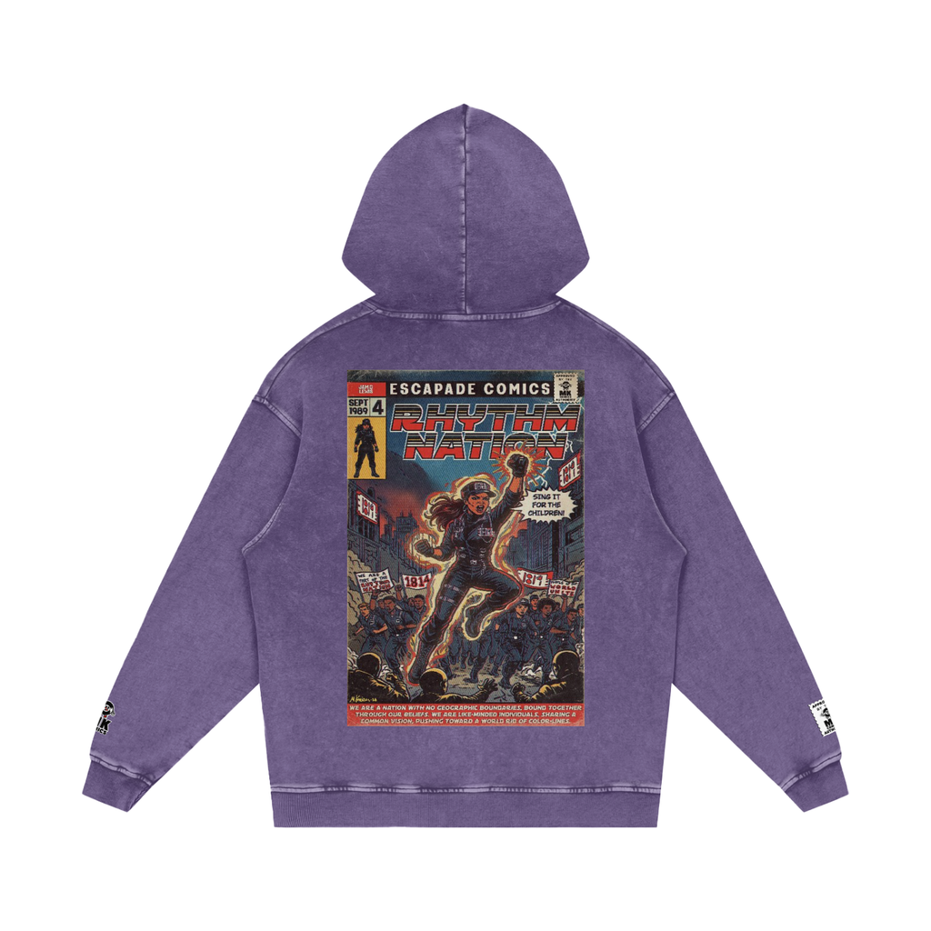 Rhythm Nation - Snow Washed Loose Cotton Hoodie