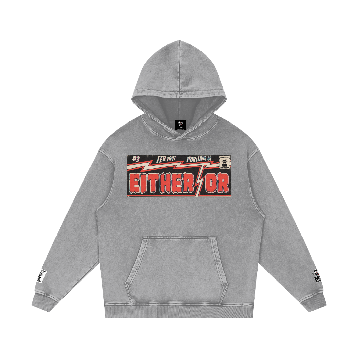 Either/Or - Snow Washed Loose Cotton Hoodie