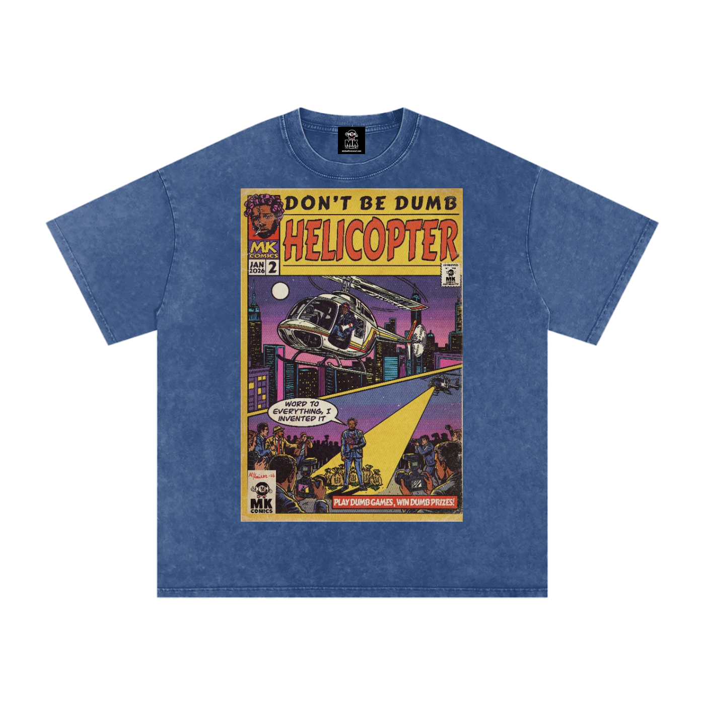 Helicopter - Snow Washed Oversized Cotton T-Shirt