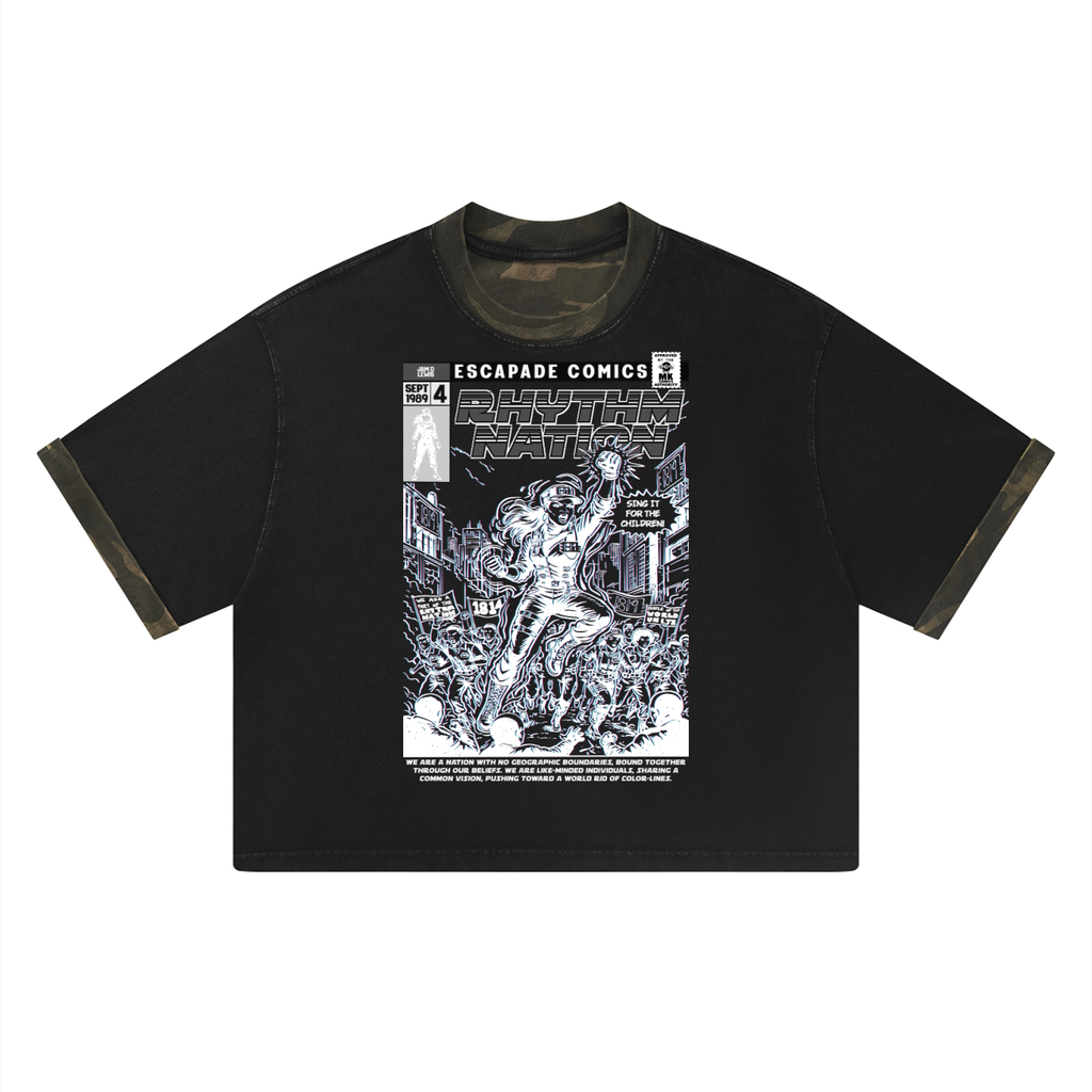 Rhythm Nation - 1814 LIMITED EDITION - ONLY 15 AVAILABLE - Unisex Mineral Washed Boxy Panel T-Shirt