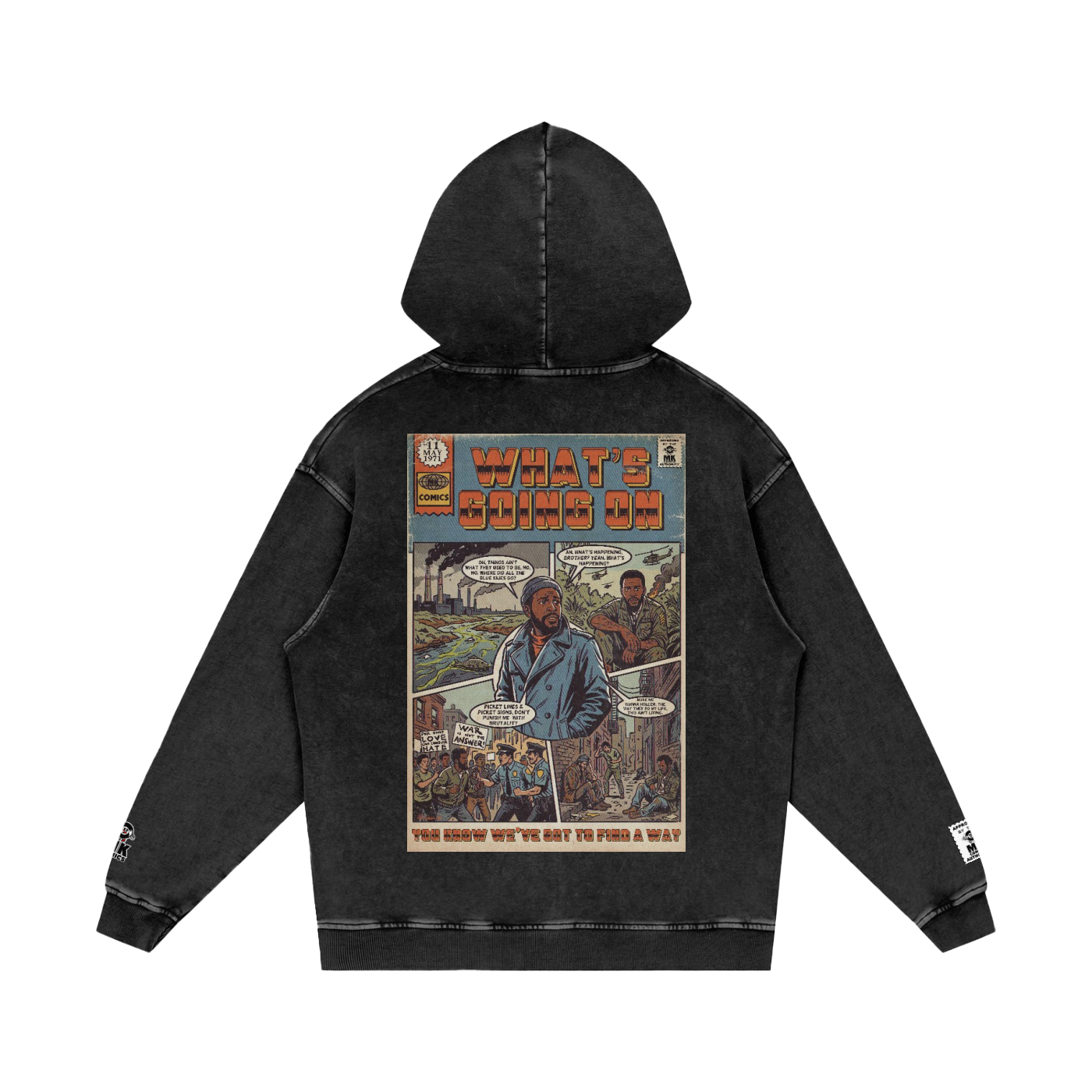 What's Going On - Snow Washed Loose Cotton Hoodie