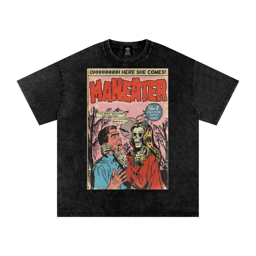 Maneater - Snow Washed Oversized Cotton T-Shirt