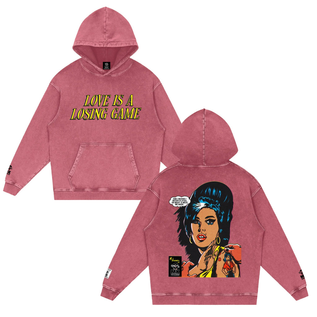 Love is a Losing Game - Snow Washed Loose Cotton Hoodie