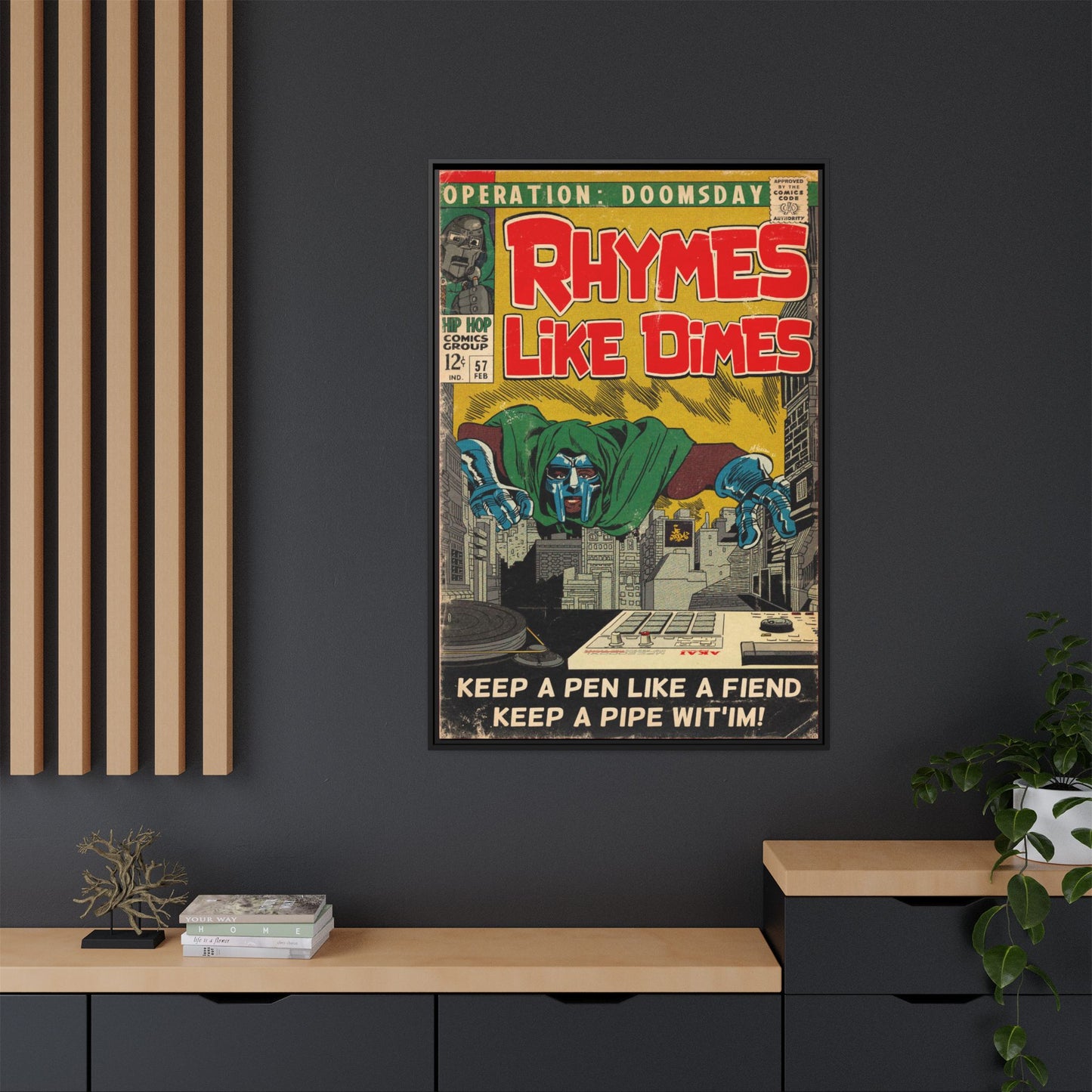 MF DOOM - Rhymes Like Dimes - Gallery Canvas Wraps, Vertical Frame