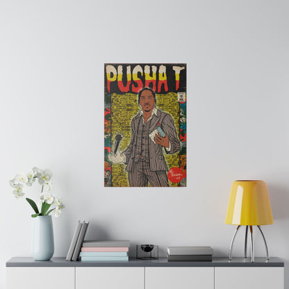 Pusha T - Comic Book Art - Matte Canvas, Stretched, 0.75"