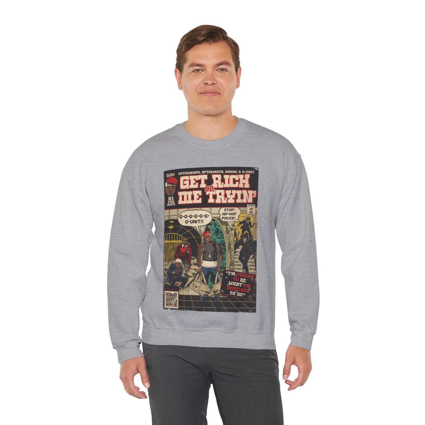 50 Cent - Get Rich Or Die Tryin - Comic Art - Unisex Heavy Blend™ Crewneck Sweatshirt