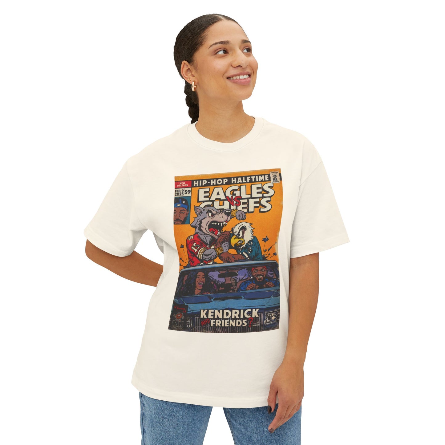 Kendrick & SZA - 2025 Halftime - Eagles vs Chiefs - Unisex Oversized Boxy Tee