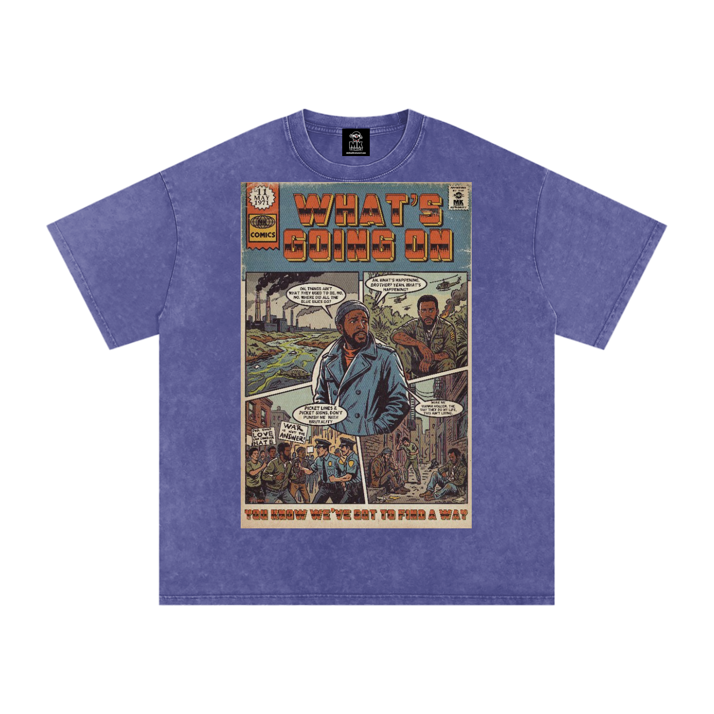 What's Going On - Snow Washed Oversized Cotton T-Shirt