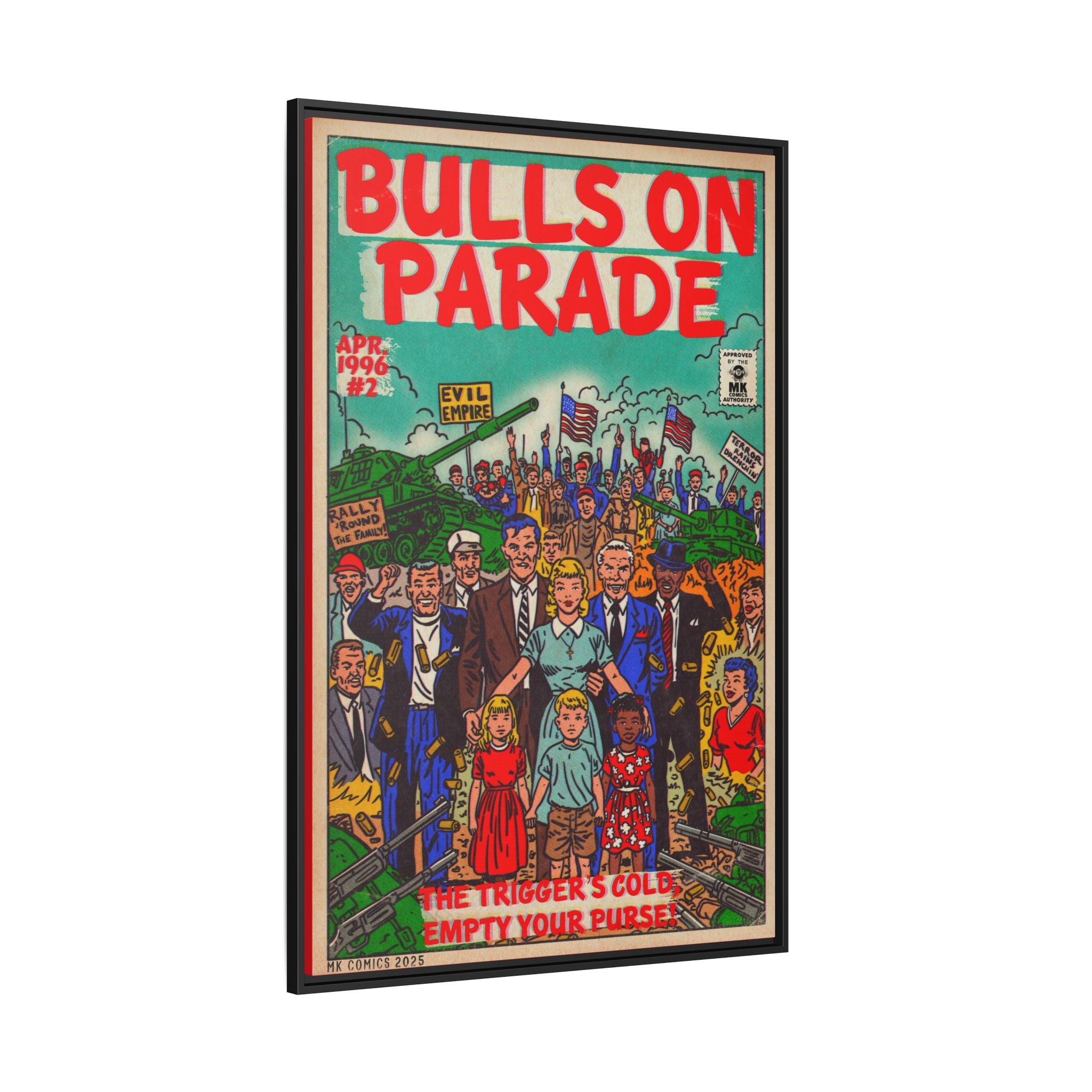 Bulls Parade -Matte Canvas, Framed (Multi-color)