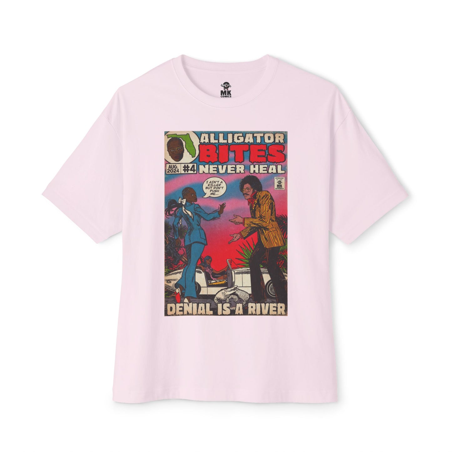 Denial is a River - Alligator Bites - Unisex Oversized Boxy Tee