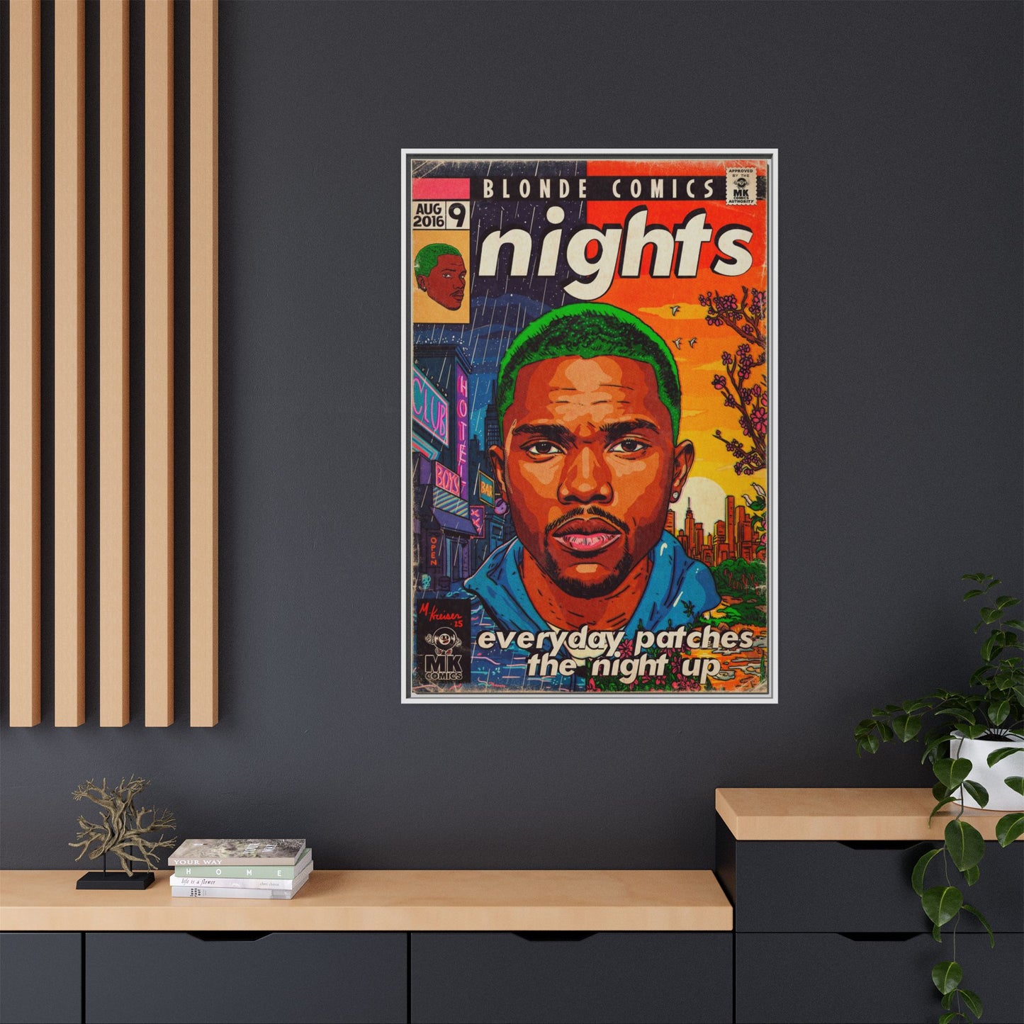 Frank Ocean -Nights - Matte Canvas, Framed (Multi-color)