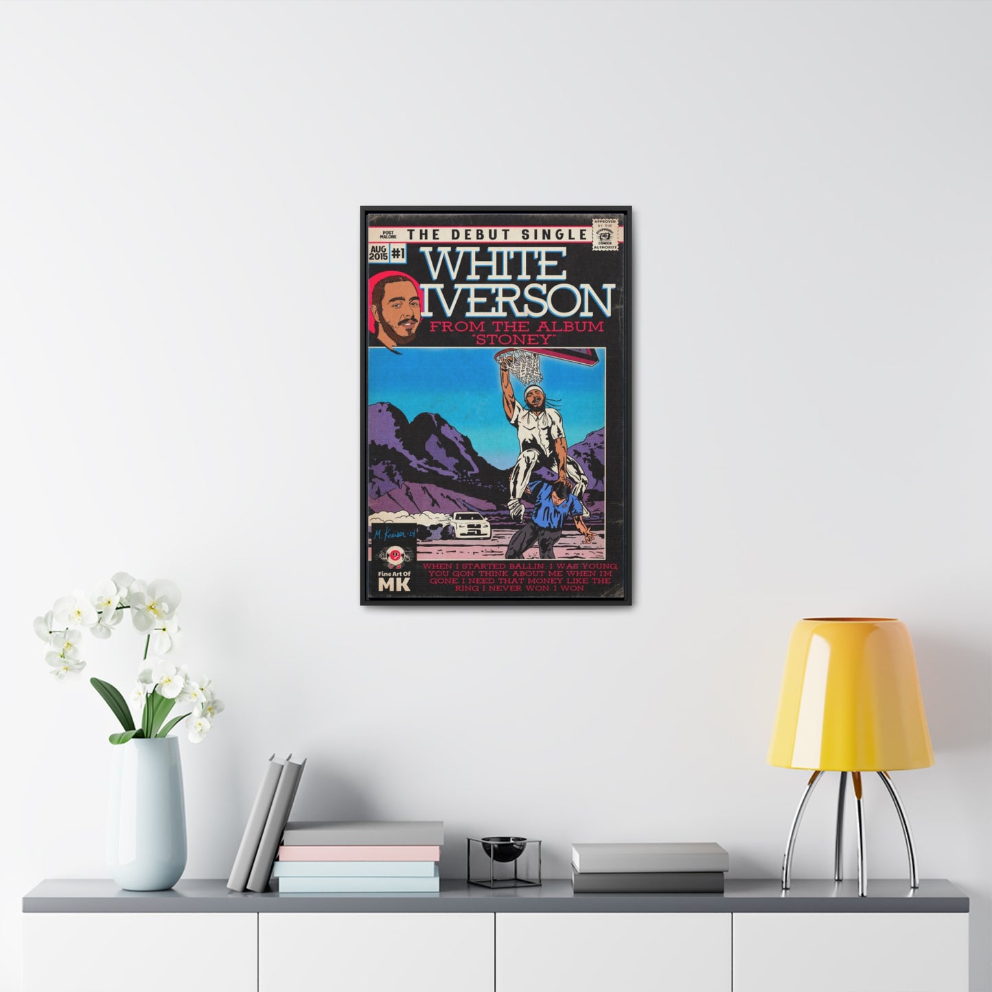 Post Malone - White Iverson - Gallery Canvas Wraps, Vertical Frame