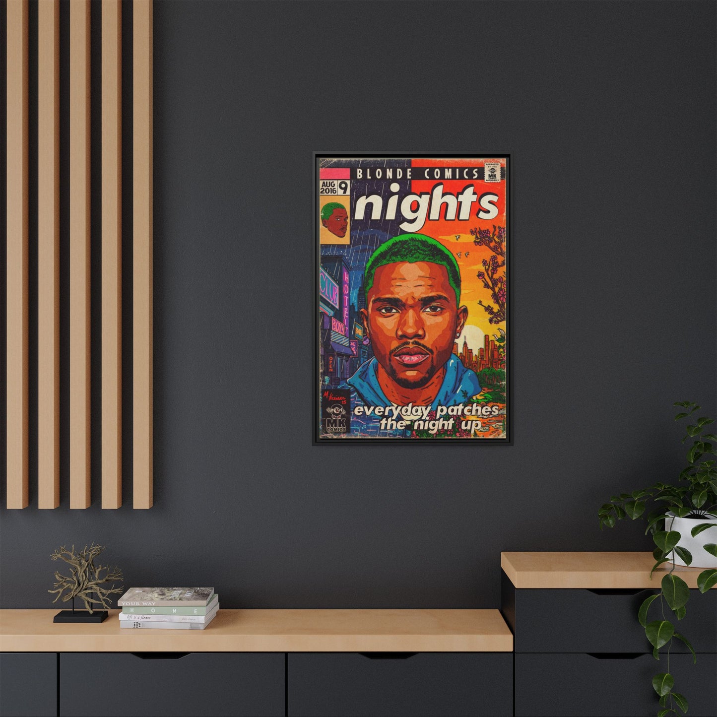 Frank Ocean -Nights - Matte Canvas, Framed (Multi-color)
