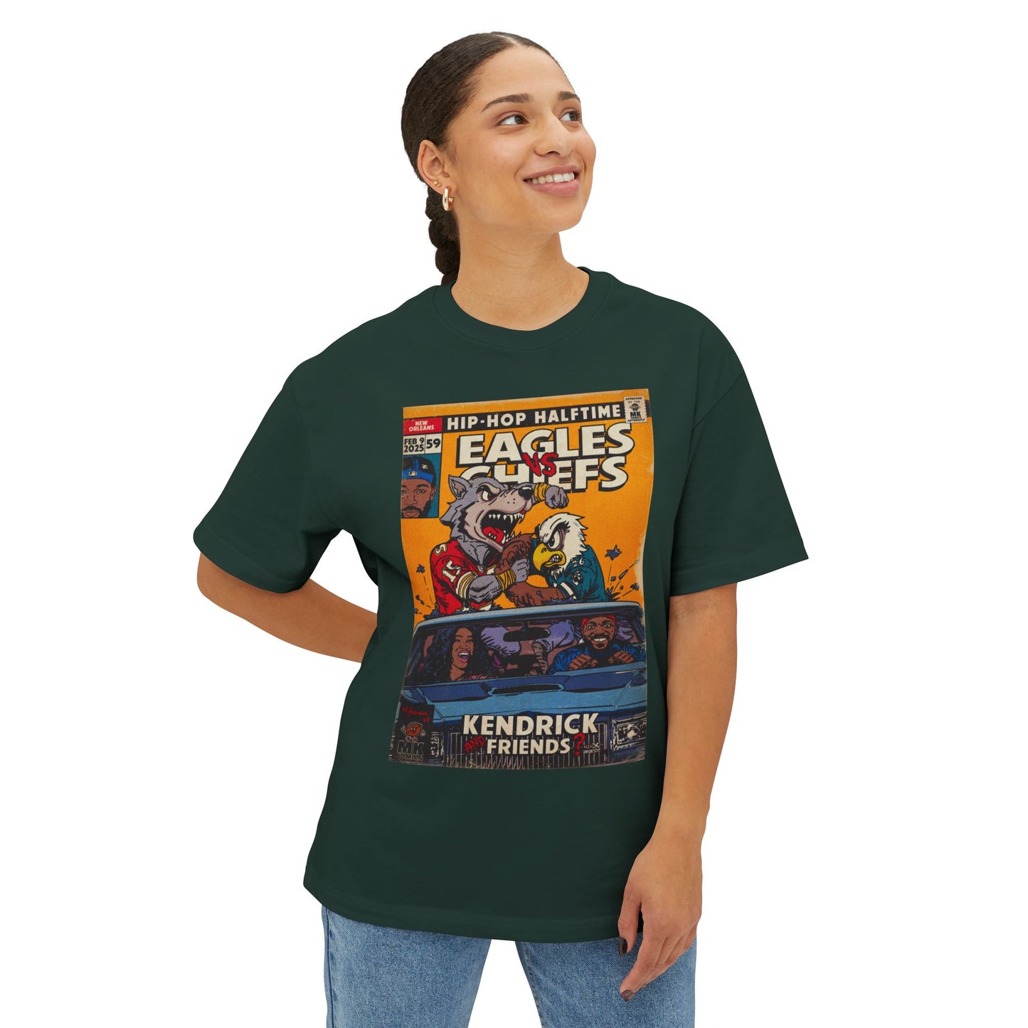 Kendrick & SZA - 2025 Halftime - Eagles vs Chiefs - Unisex Oversized Boxy Tee