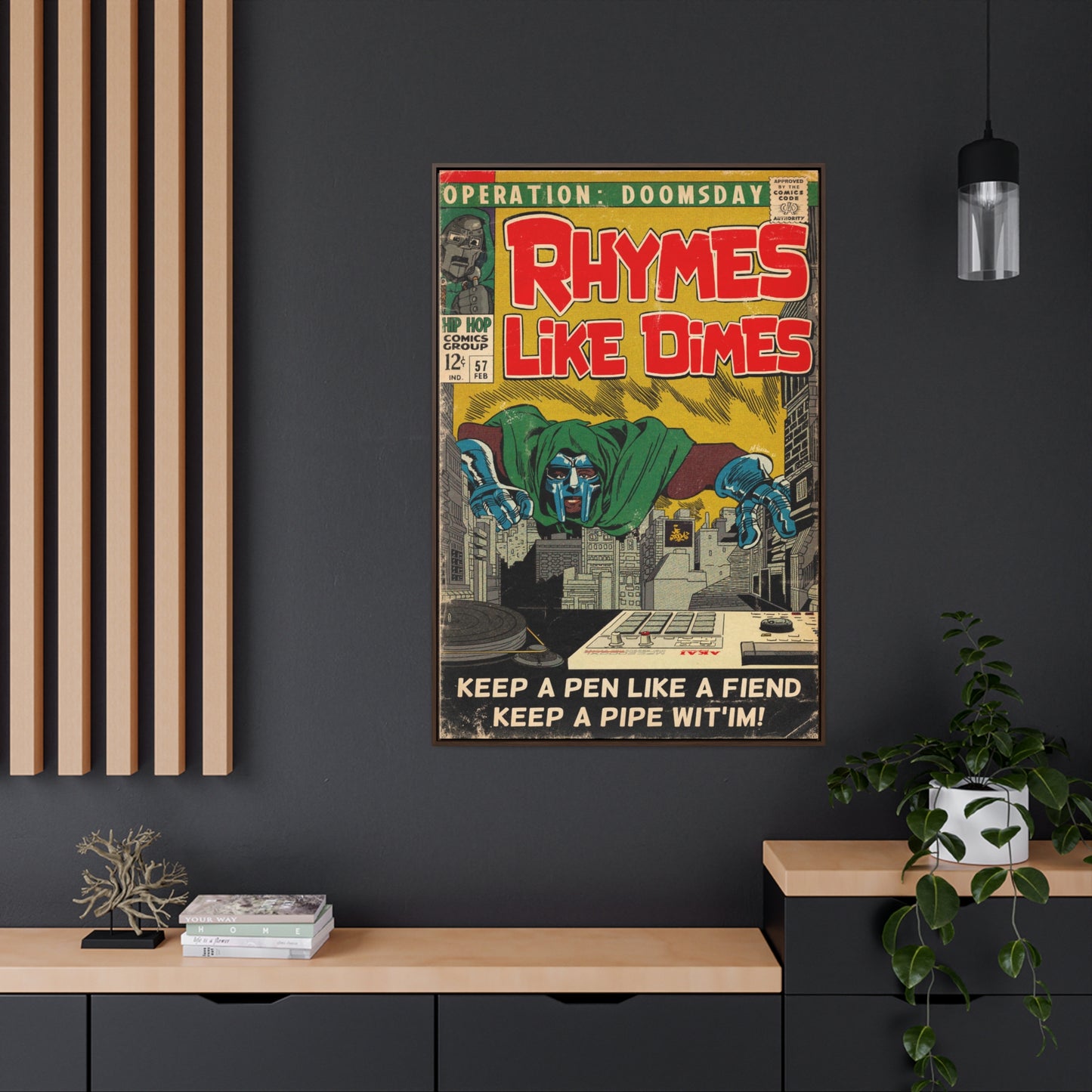 MF DOOM - Rhymes Like Dimes - Gallery Canvas Wraps, Vertical Frame