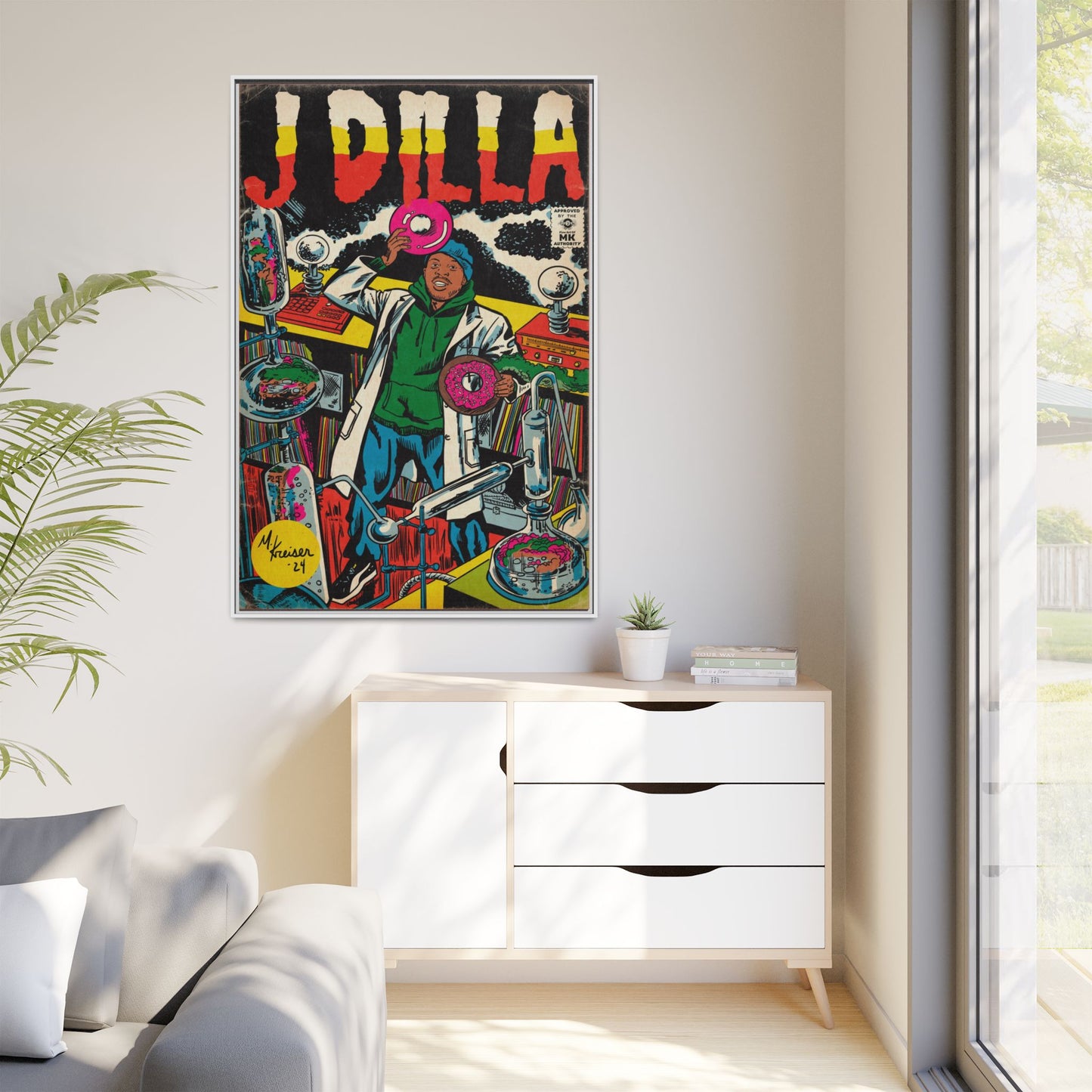 J Dilla - Comic Book Art - Gallery Canvas Wraps, Vertical Frame