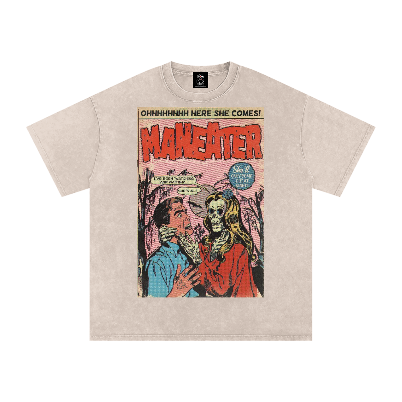 Maneater - Snow Washed Oversized Cotton T-Shirt