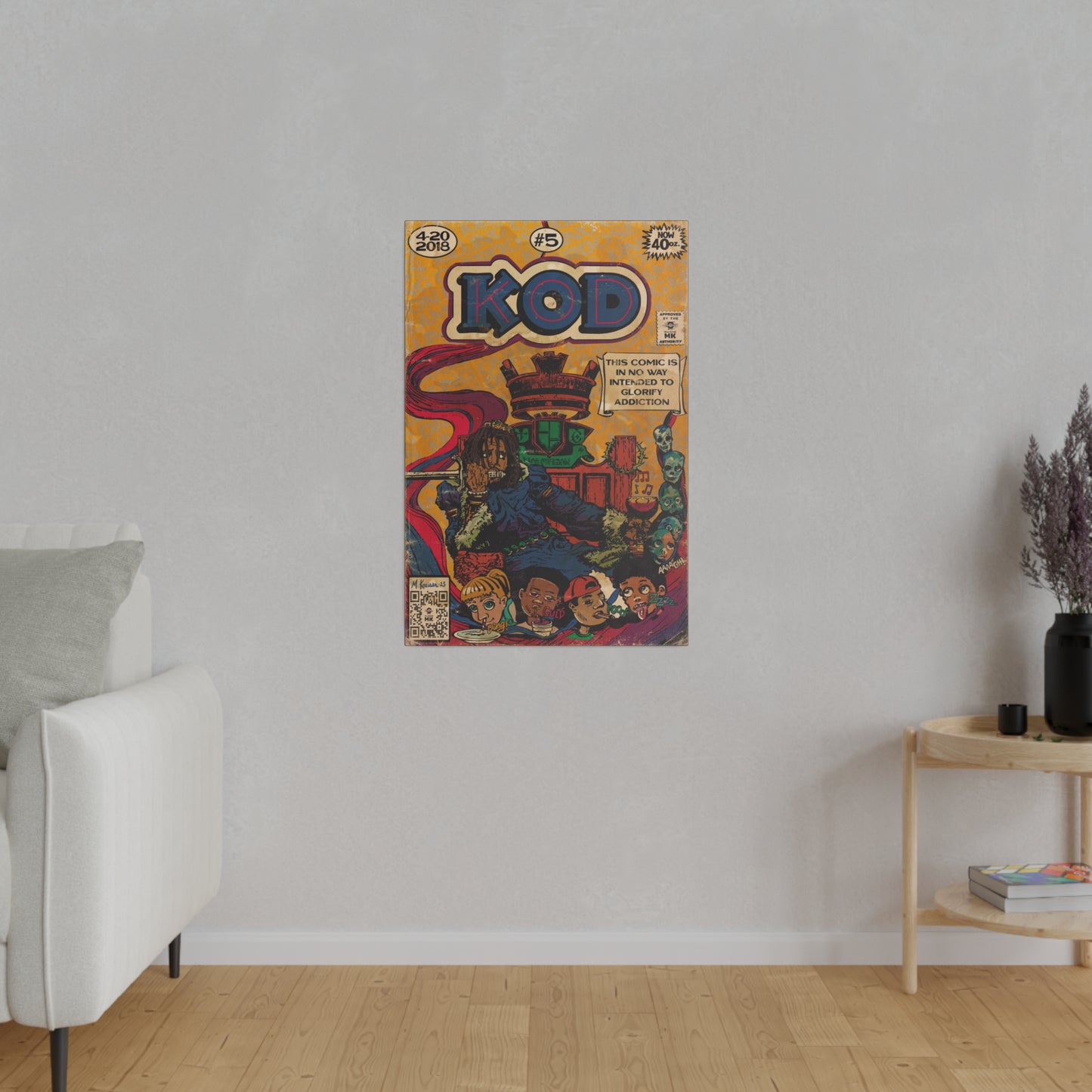 J.Cole - KOD - Matte Canvas, Stretched, 0.75"