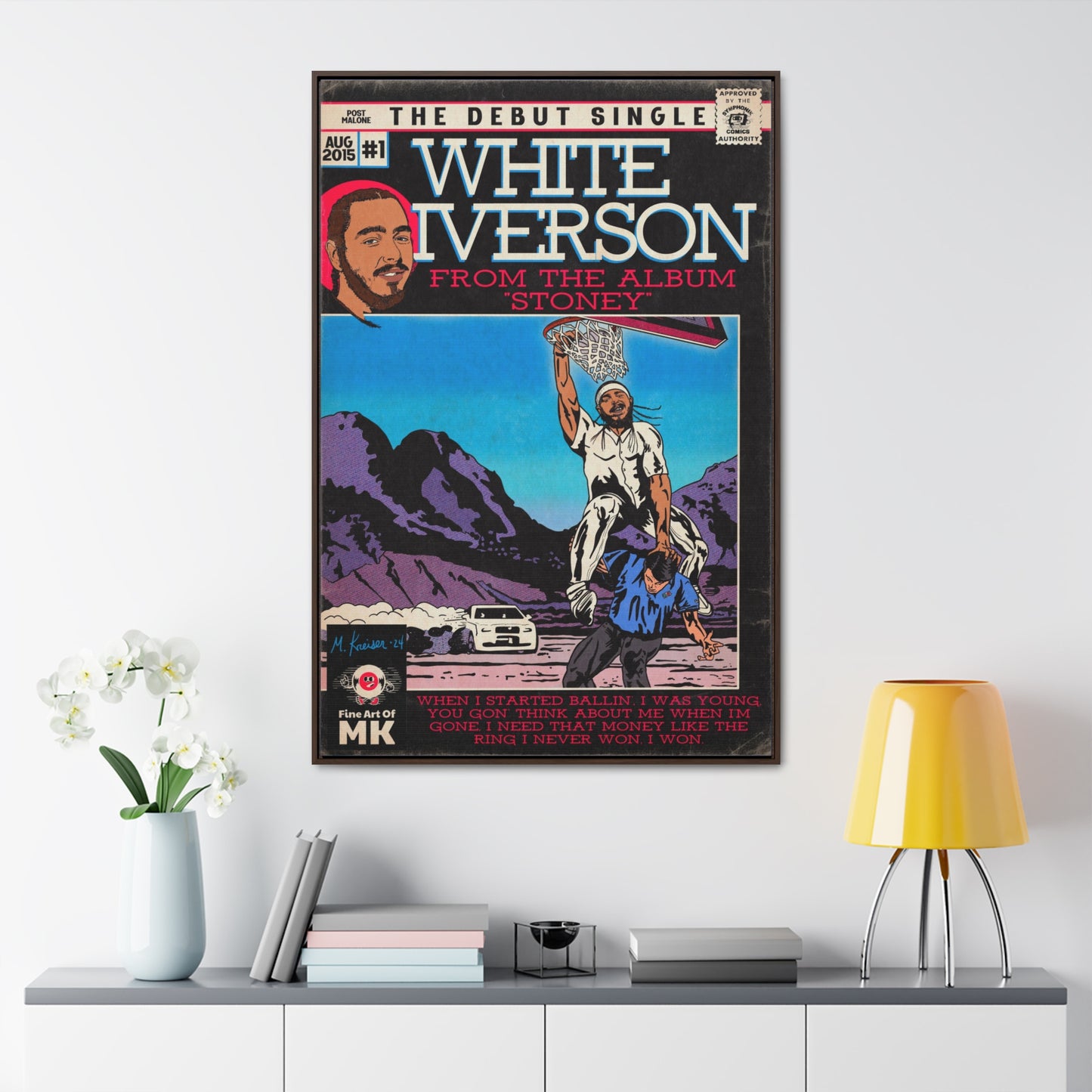 Post Malone - White Iverson - Gallery Canvas Wraps, Vertical Frame
