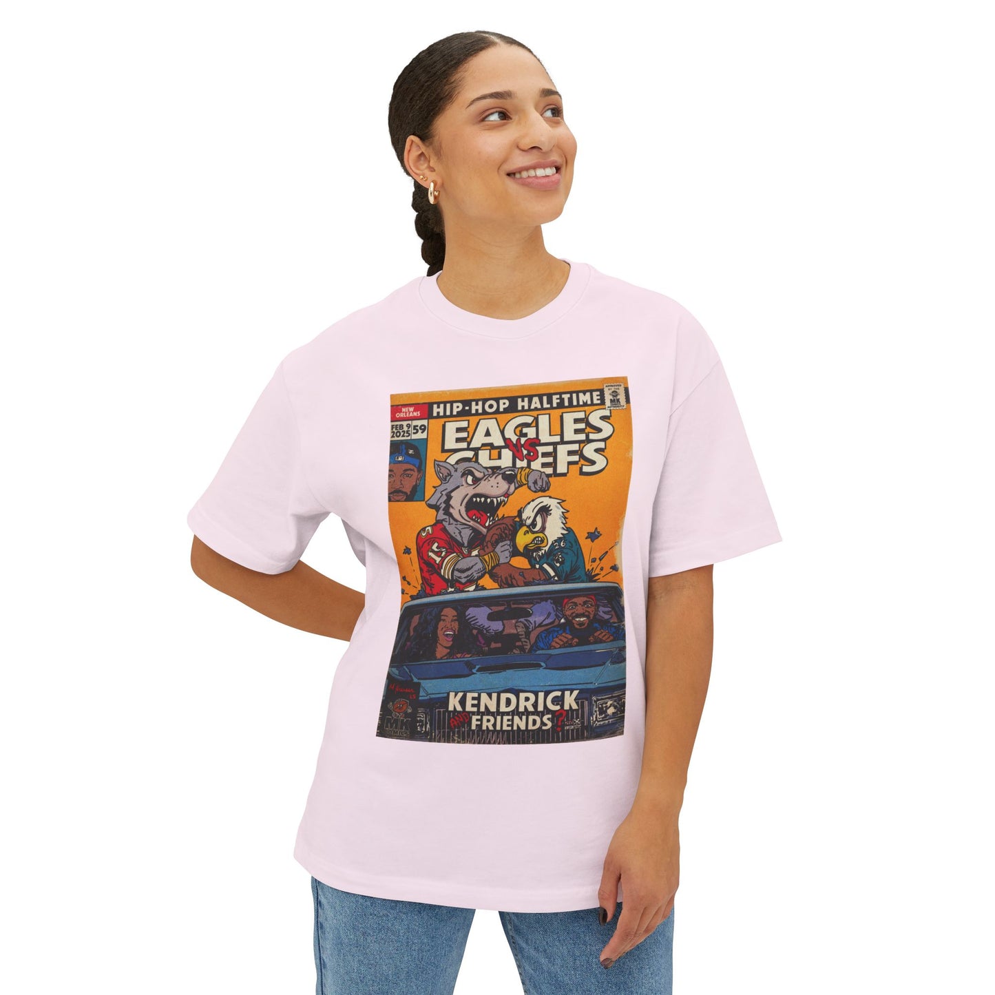 Kendrick & SZA - 2025 Halftime - Eagles vs Chiefs - Unisex Oversized Boxy Tee