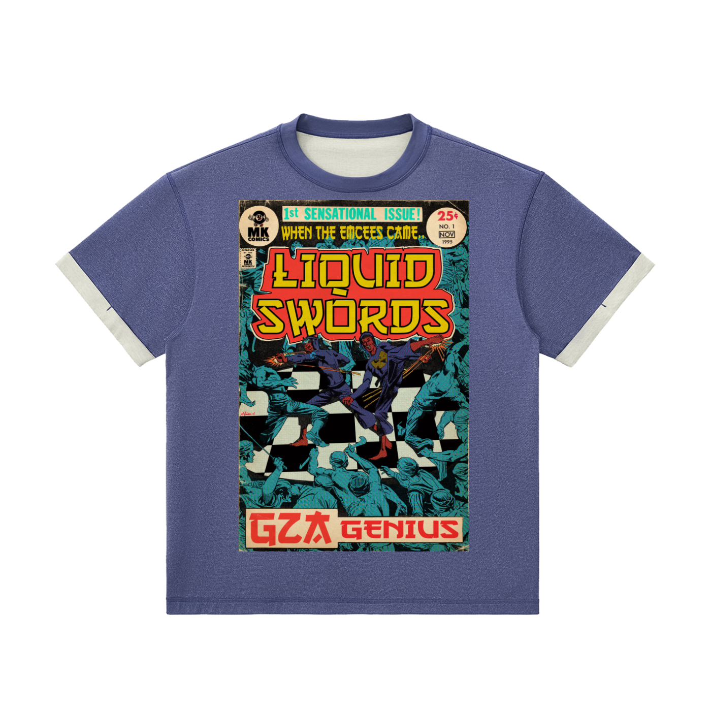 Liquid Swords - Contrast Cuff Cuffed T-Shirt