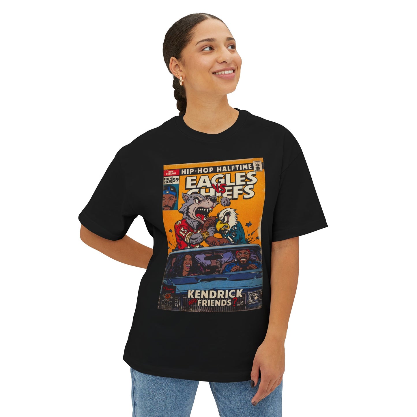 Kendrick & SZA - 2025 Halftime - Eagles vs Chiefs - Unisex Oversized Boxy Tee