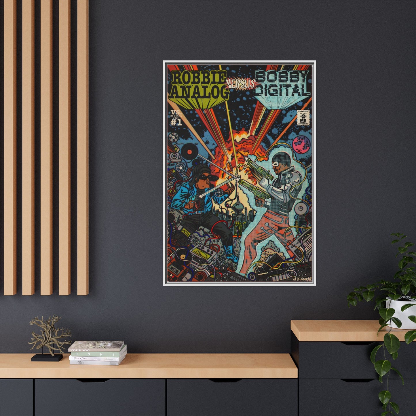 Analog vs. Digital - Matte Canvas, Framed (Multi-color)
