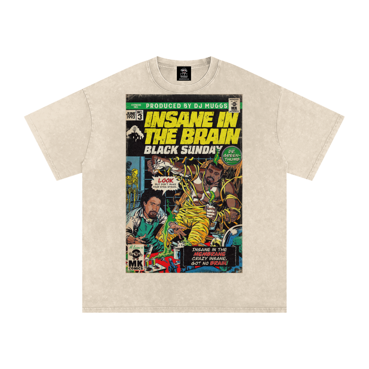 Insane in the Brain - Snow Washed Oversized Cotton T-Shirt