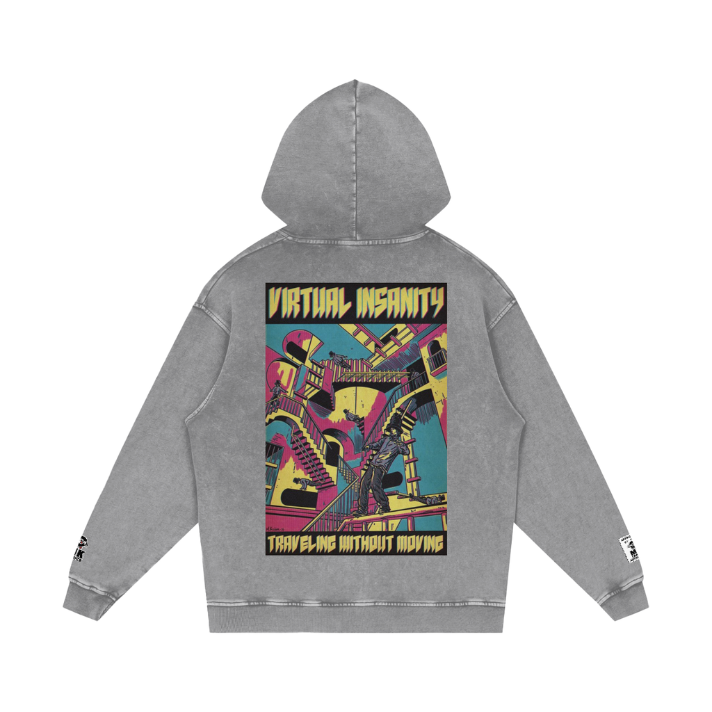 Virtual Insanity - Snow Washed Loose Cotton Hoodie