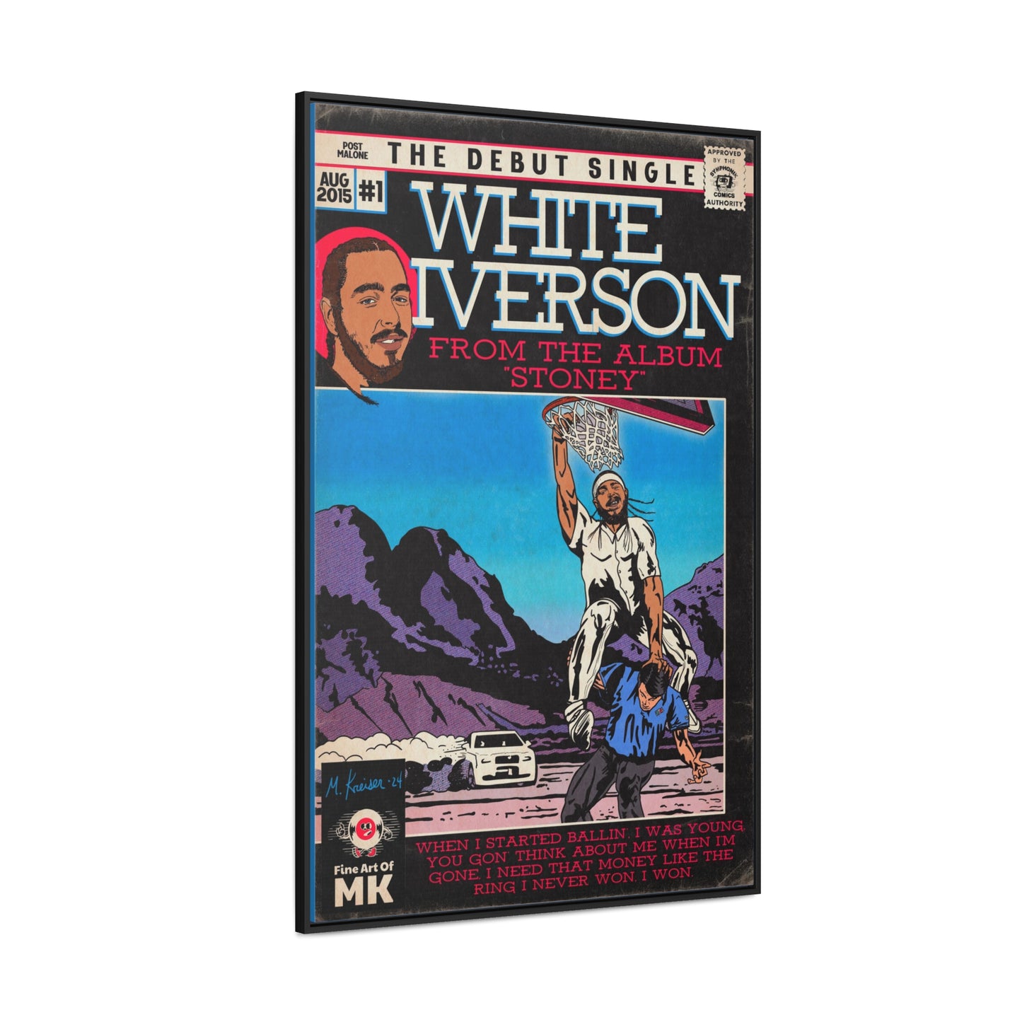 Post Malone - White Iverson - Gallery Canvas Wraps, Vertical Frame
