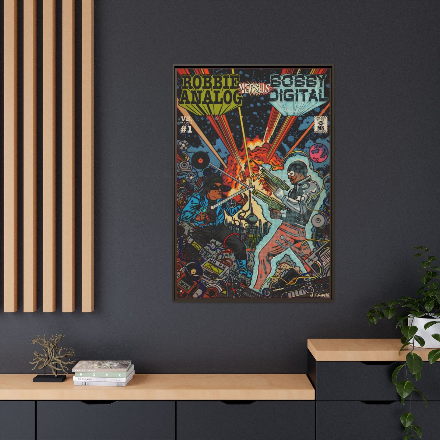 Analog vs. Digital - Matte Canvas, Framed (Multi-color)