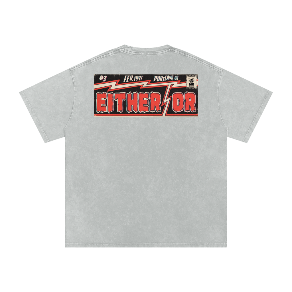 Either/Or - Snow Washed Oversized Cotton T-Shirt