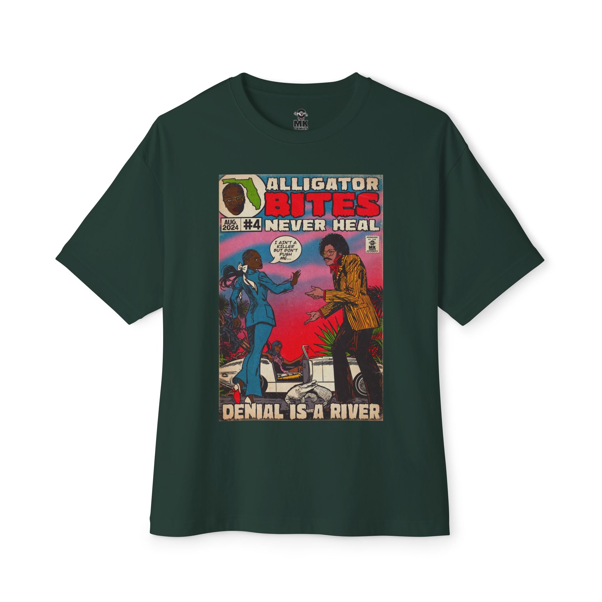 Denial is a River - Alligator Bites - Unisex Oversized Boxy Tee