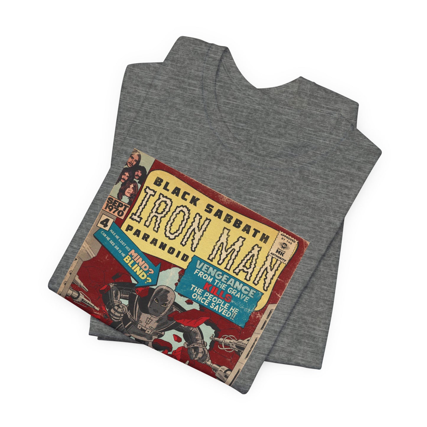 Black Sabbath - Iron Man Rock Comic Art - Unisex Jersey Short Sleeve Tee
