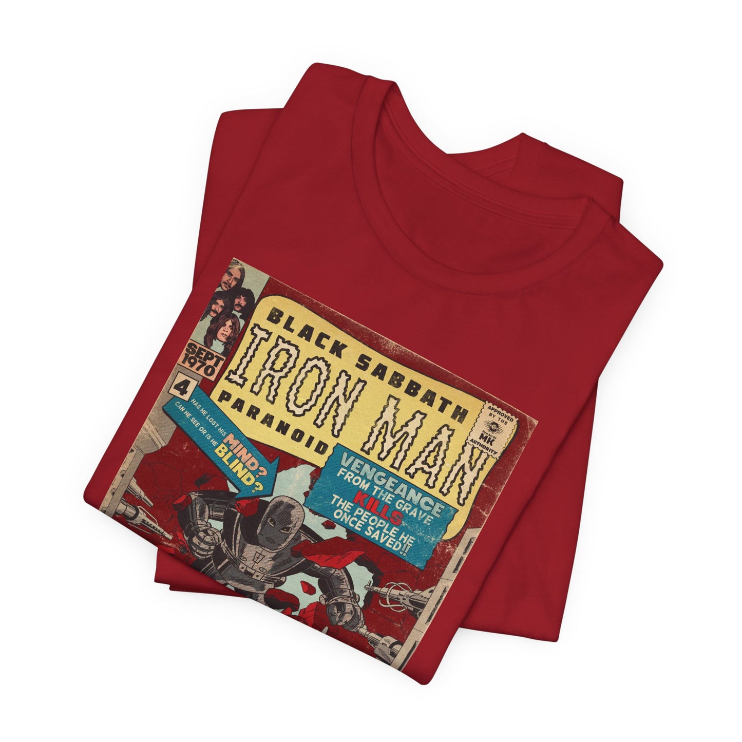 Black Sabbath - Iron Man Rock Comic Art - Unisex Jersey Short Sleeve Tee