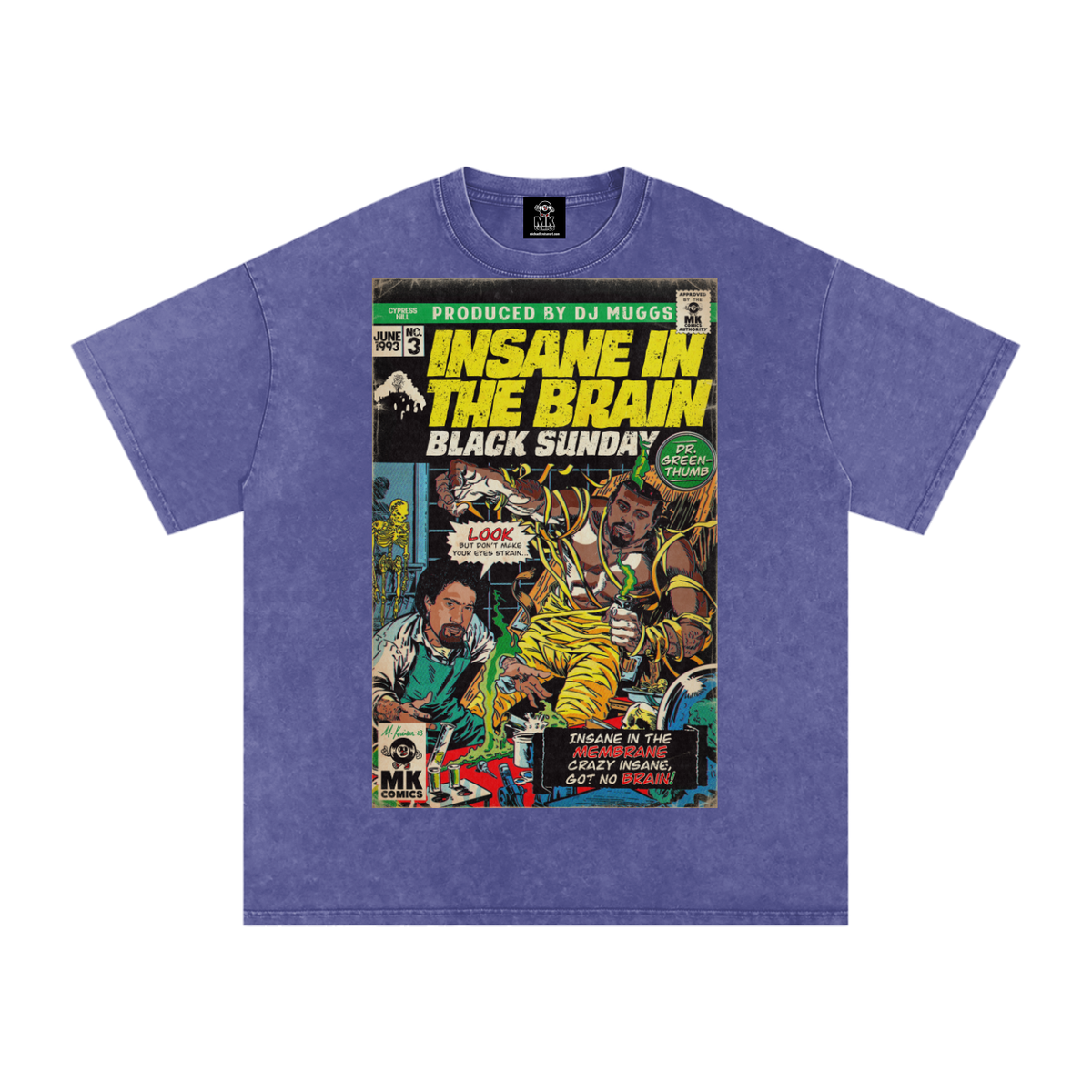 Insane in the Brain - Snow Washed Oversized Cotton T-Shirt