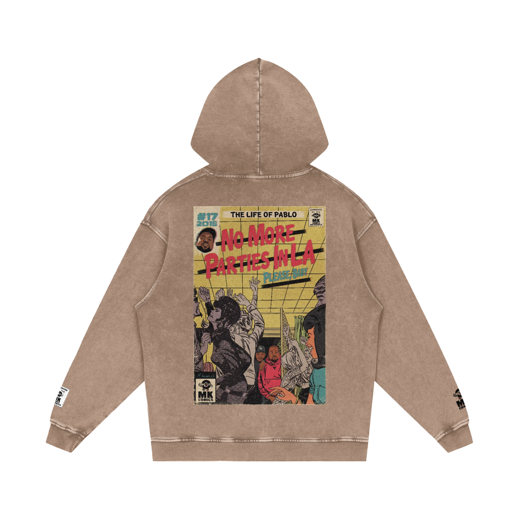 No More Parties in L.A - Snow Washed Loose Cotton Hoodie