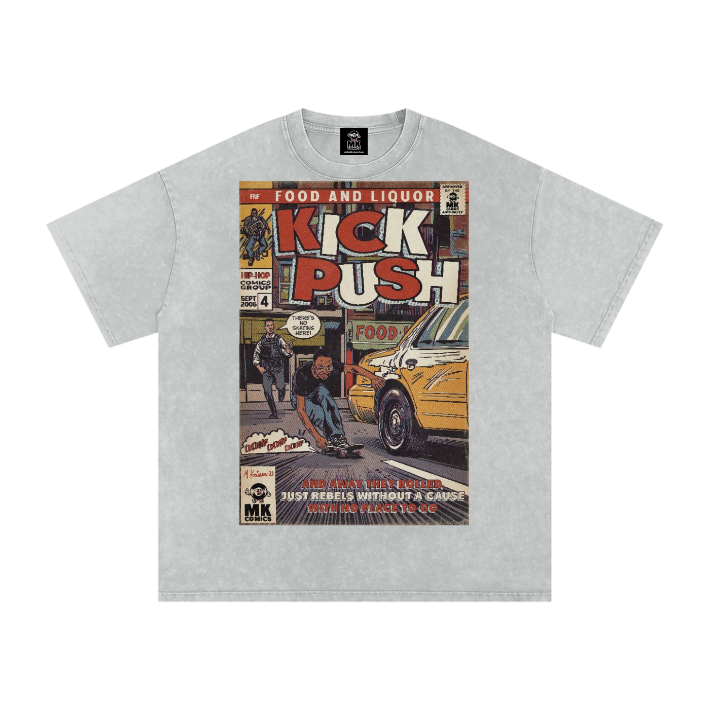 Kick, Push - Snow Washed Oversized Cotton T-Shirt