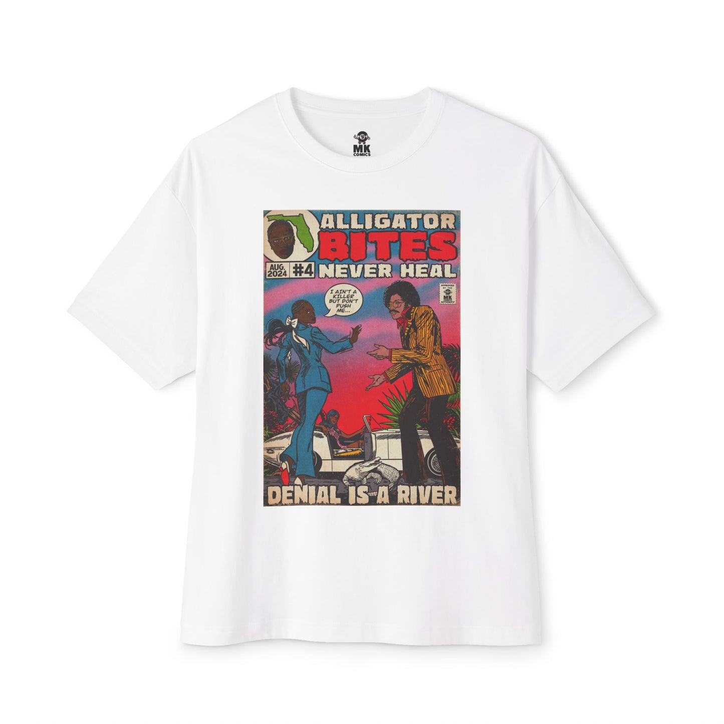 Denial is a River - Alligator Bites - Unisex Oversized Boxy Tee