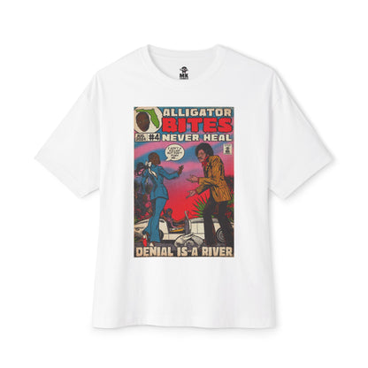 Denial is a River - Alligator Bites - Unisex Oversized Boxy Tee