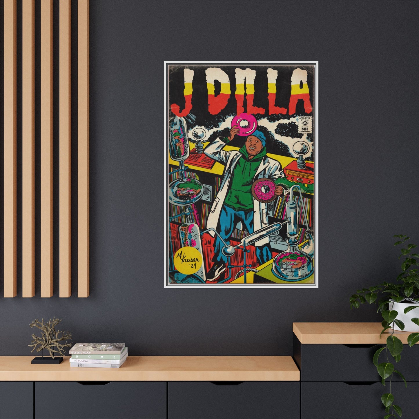 J Dilla - Comic Book Art - Gallery Canvas Wraps, Vertical Frame