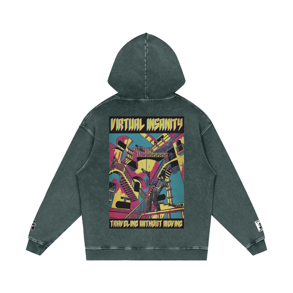 Virtual Insanity - Snow Washed Loose Cotton Hoodie
