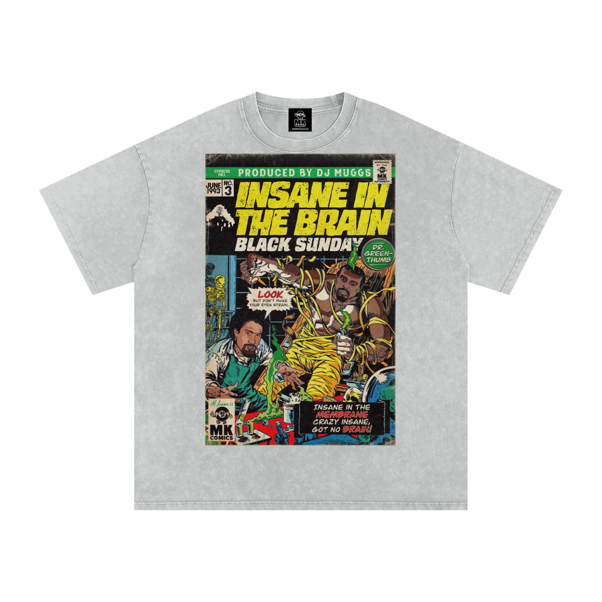 Insane in the Brain - Snow Washed Oversized Cotton T-Shirt
