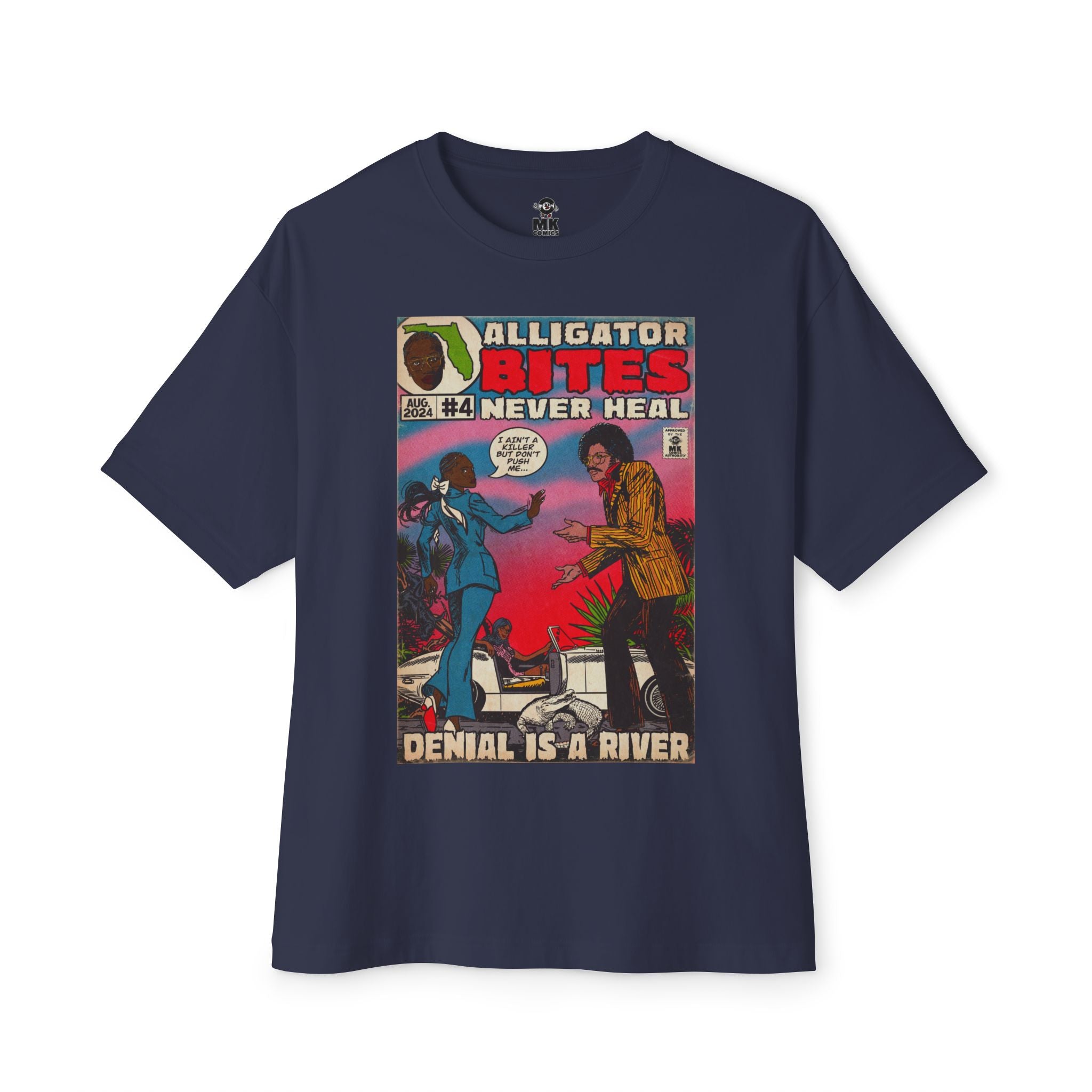 Denial is a River - Alligator Bites - Unisex Oversized Boxy Tee