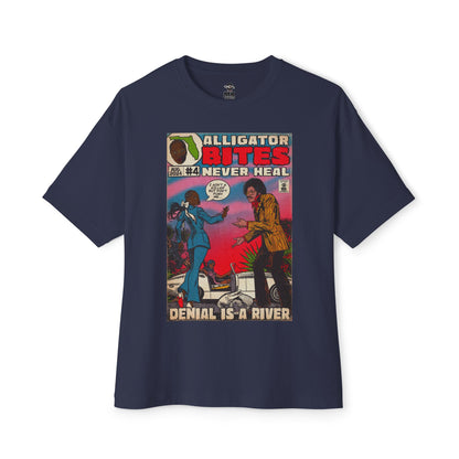 Denial is a River - Alligator Bites - Unisex Oversized Boxy Tee