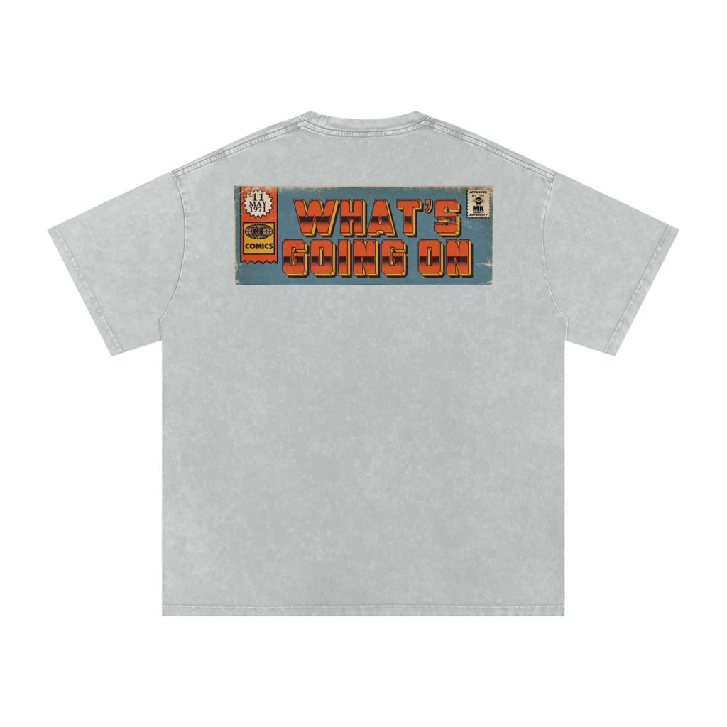 What's Going On - Snow Washed Oversized Cotton T-Shirt
